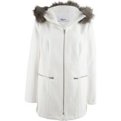 Parka z materiału w optyce wełny bonprix biel wełny. Białe parki damskie bonprix, z wełny. Za 129,99 zł.