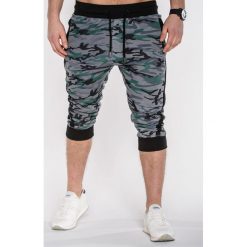 KRÓTKIE SPODENKI MĘSKIE DRESOWE MORO P288 - ZIELONE. Zielone spodenki dresowe męskie marki Ombre Clothing, s, moro, krótkie. Za 39,00 zł.