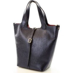 Shopper bag damskie: CLAIRE Torebka włoska shopper skórzany granatowa