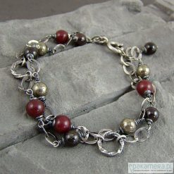 Jadeit, granat, piryt - bransoletka. Bransoletki damskie Pakamera, z granatem. Za 144,00 zł.
