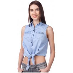 Pepe Jeans Bluzka Damska Binx M Niebieski. Niebieskie bluzki damskie marki Pepe Jeans, m, bez wzorów, z jeansu, bez kołnierzyka, bez rękawów. W wyprzedaży za 160,00 zł.