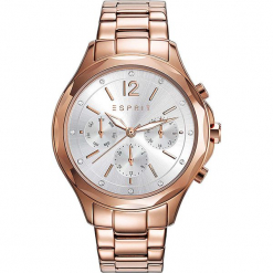 Zegarek kwarcowy w kolorze różowozłotym. Żółte, analogowe zegarki damskie Esprit Watches, ze stali. W wyprzedaży za 363,95 zł.