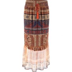 Długa spódnica z siatkowego materiału bonprix beżowy z nadrukiem. Brązowe spódniczki damskie bonprix, z nadrukiem, długie, maxi. Za 49,99 zł.
