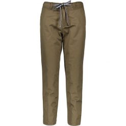 Spodnie chino w kolorze khaki. Brązowe rurki damskie ONLY, l, w paski. W wyprzedaży za 64,95 zł.