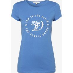 Tom Tailor Denim - T-shirt damski, niebieski. Niebieskie t-shirty damskie TOM TAILOR DENIM, l, bez wzorów, z bawełny, bez kołnierzyka. Za 49,95 zł.