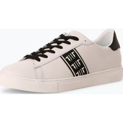 Trussadi Jeans - Męskie tenisówki ze skóry, biały. Białe trampki męskie Trussadi Jeans, bez wzorów, z jeansu, eleganckie, bez zapięcia. Za 399,95 zł.