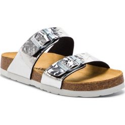 Klapki DR. BRINKMANN - 500273 Silber 92. Szare klapki damskie marki Dr. Brinkmann, bez wzorów, ze skóry ekologicznej, bez obcasa. Za 159,00 zł.