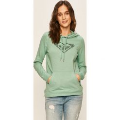 Roxy - Bluza. Zielone bluzy damskie Roxy, s, z nadrukiem, z bawełny, bez rękawów, z kapturem. W wyprzedaży za 159,90 zł.