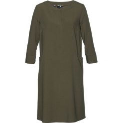 Sukienka bonprix ciemnooliwkowy. Zielone sukienki damskie bonprix, bez wzorów, bez kołnierzyka, bez rękawów. Za 149,99 zł.