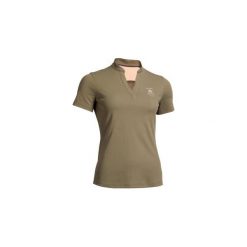 Koszulka polo jeździecka 500 Mesh damska. Brązowe koszulki damskie FOUGANZA, na lato, bez wzorów, z elastanu, bez rękawów. Za 59,99 zł.