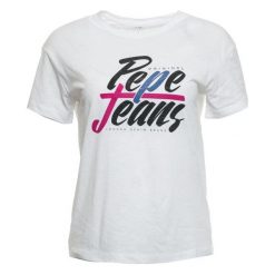 Pepe Jeans T-Shirt Damski Michelle Xs Biały. Białe koszulki damskie marki Pepe Jeans, xs, z nadrukiem, z jeansu, bez kołnierzyka. Za 169,00 zł.