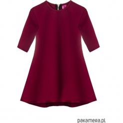Sukienka dresowa dziecięca typu klosz bordo. Czerwone sukienki dziewczęce marki Pakamera, z dresówki. Za 69,00 zł.