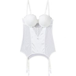 Top z paskami do pończoch bonprix ecru. Białe gorsety damskie bonprix, w paski, z materiału. Za 37,99 zł.