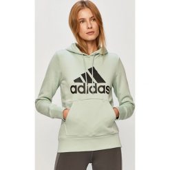 Adidas Performance - Bluza. Niebieskie bluzy damskie adidas Performance, s, z nadrukiem, z bawełny, bez rękawów, z kapturem. Za 229,90 zł.