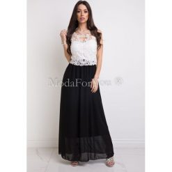 Sukienka Loren. Szare sukienki damskie Modaforyou, s, w koronkowe wzory, z elastanu, z dekoltem na plecach, z długim rękawem, długie, maxi. Za 159,00 zł.