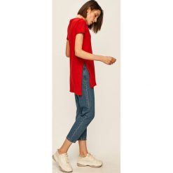 Answear - T-shirt. Czerwone bluzki damskie ANSWEAR, s, bez wzorów, z bawełny, bez kołnierzyka, z krótkim rękawem. Za 49,90 zł.