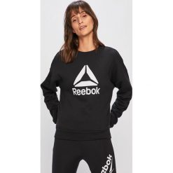 Reebok - Bluza. Czarne bluzy damskie Reebok, s, z nadrukiem, z bawełny, bez rękawów, bez kaptura. W wyprzedaży za 139,90 zł.