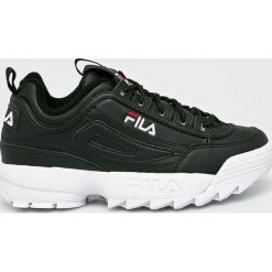 Fila - Buty Disruptor Low. Czarne buty sportowe damskie Fila, bez wzorów, ze skóry, sportowe. W wyprzedaży za 359,90 zł.