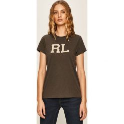 Polo Ralph Lauren - T-shirt. Szare bluzki damskie Polo Ralph Lauren, s, z nadrukiem, z bawełny, casualowe, z okrągłym kołnierzem, z krótkim rękawem. Za 299,90 zł.