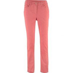 Wygodne spodnie SKINNY bonprix rabarbarowy. Czerwone rurki damskie bonprix. Za 49,99 zł.
