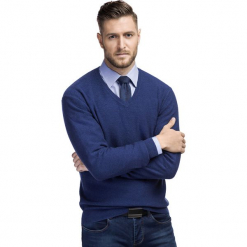 Sweter VINCENZO SWNS000218. Pomarańczowe swetry męskie Giacomo Conti, m, bez wzorów, z kaszmiru, klasyczne, z klasycznym kołnierzykiem, bez kaptura. Za 249,00 zł.