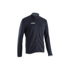 Bluza do piłki nożnej T100. Czarne bluzy męskie KIPSTA, xl, bez wzorów, z poliesteru, bez kołnierzyka, bez rękawów, bez kaptura. W wyprzedaży za 49,99 zł.