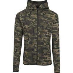 Bejsbolówki męskie: Urban Classics Interlock Camo Zip Jacket Bluza z kapturem rozpinana kamuflaż Woodland