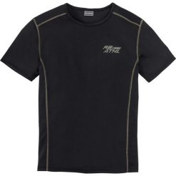 T-shirt funkcyjny Slim Fit bonprix czarny. Czarne koszulki męskie bonprix, m, z nadrukiem, z kontrastowym kołnierzykiem. Za 47,99 zł.