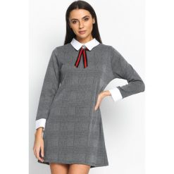 Odzież damska: Czarno-Szara Sukienka White Collared