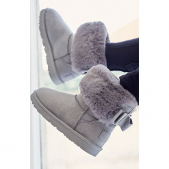 Szare Śniegowce Midwinter. Szare buty zimowe damskie Born2be, z koronki. Za 89,99 zł.