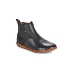 Kozaki Dziecko Kickers VERMILLON. Czarne kozaki dziewczęce Kickers, bez wzorów, bez obcasa. Za 194,50 zł.
