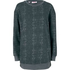 Długa bluza z nadrukiem bonprix antracytowy z nadrukiem. Szare bluzy damskie bonprix, z nadrukiem, z długim rękawem, długie, bez kaptura. Za 37,99 zł.