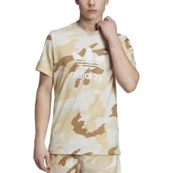 ADIDAS CAMO TEE > ED6953. Zielone koszulki męskie Adidas, xl, z nadrukiem, z bawełny, militarne, bez kołnierzyka, z krótkim rękawem, krótkie. W wyprzedaży za 99,99 zł.