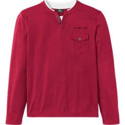 Shirt z długim rękawem i kieszonką. bonprix ciemnoczerwony. Czerwone koszulki męskie bonprix, s, bez wzorów, bez kołnierzyka, z długim rękawem, długie. Za 54,99 zł.