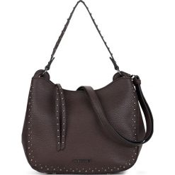 Torebka "Karny" w kolorze brązowym - 25 x 19 x 13 cm. Pomarańczowe torebki klasyczne damskie w paski, ze skóry. W wyprzedaży za 85,95 zł.