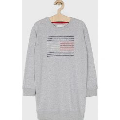 Tommy Hilfiger - Sukienka dziecięca 128-176 cm. Szare sukienki dziewczęce TOMMY HILFIGER, z nadrukiem, z elastanu, casualowe, z długim rękawem, długie, maxi, proste. W wyprzedaży za 199,90 zł.