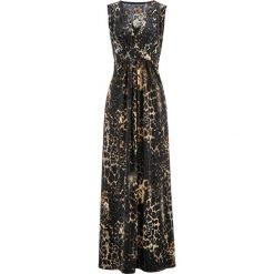 Sukienka shirtowa z nadrukiem bonprix brązowy z nadrukiem. Pomarańczowe sukienki damskie bonprix, z nadrukiem, bez kołnierzyka, bez rękawów. Za 149,99 zł.