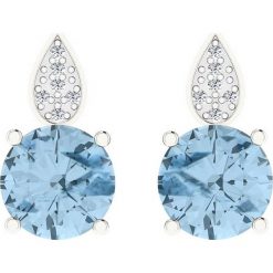 Złote kolczyki-wkrętki z diamentami i syntetycznymi akwamarynami. Szare kolczyki damskie Art of Diamond & Co., z ametystem, złote. W wyprzedaży za 439,95 zł.