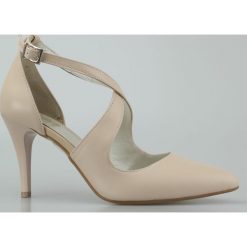 Szpilki eleganckie skórzane cieliste Butdam (39). Brązowe szpilki Estetino, bez wzorów, eleganckie, bez obcasa, na szpilce, bez zapięcia. Za 229,00 zł.