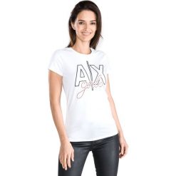 Armani Exchange Koszulka Biały. Białe koszulki damskie Armani Exchange, l, z nadrukiem, z elastanu, bez kołnierzyka. Za 257,95 zł.