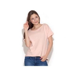 Bluzka M613 Róż. Różowe bluzki damskie FIGL, xl, bez wzorów, z bawełny, bez kołnierzyka, z krótkim rękawem. Za 35,00 zł.