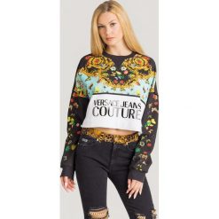 BLUZA VERSACE JEANS COUTURE. Czarne bluzy damskie s, z aplikacjami, z bawełny. Za 758,45 zł.