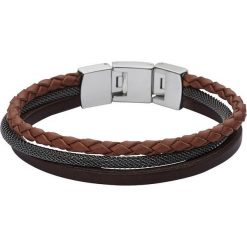 Fossil - Bransoletka skórzana. Bransoletki męskie Fossil, ze stali. W wyprzedaży za 249,90 zł.