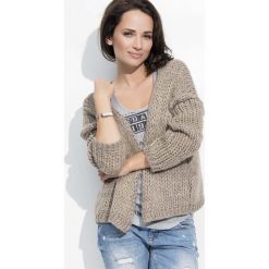 Cappuccino Krótki Kardigan bez Zapięcia z Rękawem 3/4. Szare piżamy damskie Molly.pl, uniwersalny, bez wzorów, z jeansu. Za 102,90 zł.