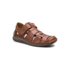 RIEKER 05274-25. Pomarańczowe sandały męskie Rieker, ze skóry, bez zapięcia. Za 299,99 zł.