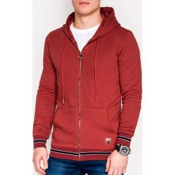 Bluza męska rozpinana z kapturem B912 - ceglasta. Czerwone bluzy męskie Ombre Clothing, m, bez wzorów, z bawełny, z kapturem, bez rękawów, z kapturem. Za 49,00 zł.