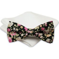 Modna Mucha Męska - Alties - Czarna w Kwiaty MUALTS0198. Czarne muszki męskie Alties, na imprezę, w paski, eleganckie. Za 40,00 zł.