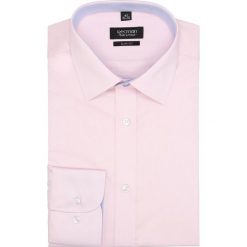 Koszula bexley 2493 długi rękaw slim fit róż. Różowe koszule męskie Recman, m, bez wzorów, bez kołnierzyka, z długim rękawem. Za 89,99 zł.
