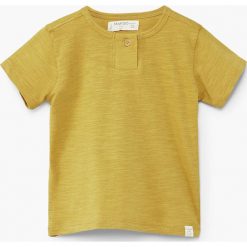 Mango Kids - T-shirt dziecięcy Pani 80-104 cm. Żółte t-shirty męskie marki Mango Kids, z bawełny, z okrągłym kołnierzem. W wyprzedaży za 19,90 zł.