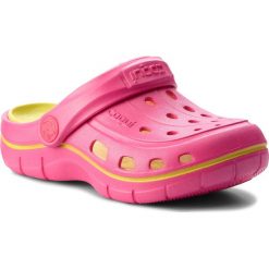 Klapki COQUI - Jumper 6353 Lt. Fuchsia/Citrus. Różowe sandały dziewczęce marki Coqui, z tworzywa sztucznego, bez zapięcia. Za 69,99 zł.